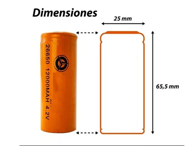 &u+ BATERIA PILA RECARGABLES 26650 NARANJA